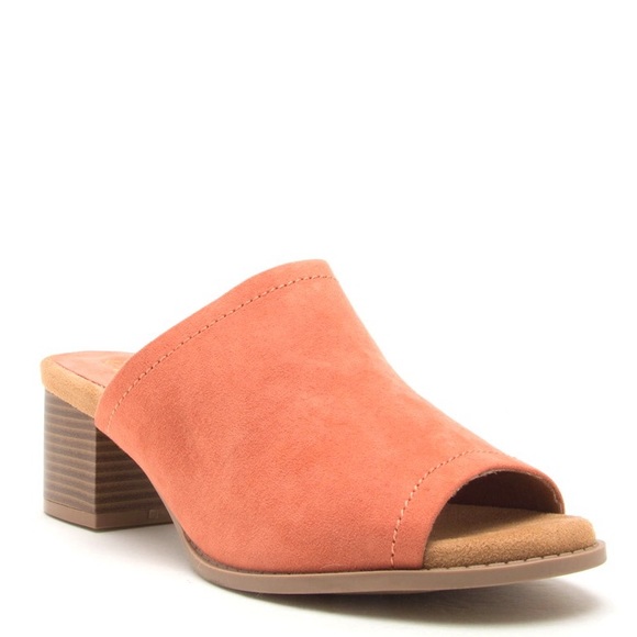 1 Left! Qupid Coral Suede Slide In Heel Mule 5.5 - Picture 3 of 8